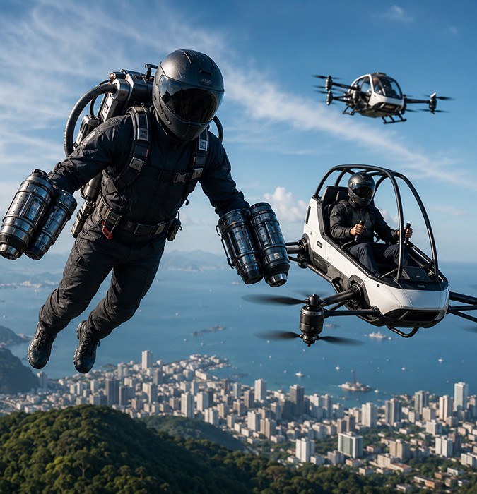 El hombre a punto de volar